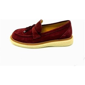 Resim Bordo Süet Paris Kadın Hakiki Deri Ayakkabı Bordo 