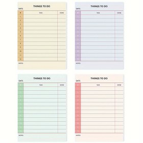 Resim 1 Adet/4 Stil, 50 Yapraklık To-Do List Not Defteri - Günlük Planlayıcı Düzenleyici, 13.97x9.91 cm, Koparılabilir Not Kağıdı, Taşınabilir, Ofis Hediyesi, Görev Listesi Organizatörü, Kırtasiye, Ofis Malzemesi, Hatırlatıcı, Planlayıcı 