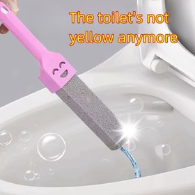 Resim 1 Adet Ergonomik Saplı Pumis Taşı Temizleme Çubuğu - Tuvalet, Banyo, Mutfak, Izgaralar & Fayanslar için Taşınabilir Ovma Aracı - Kireç, Kalsiyum, Pas ve Sert Su Lekelerini Giderir - Dayanıklı Plastik Tasarım, Banyo Temizlik Araçları, Eğlenceli Tasarım, Sağlam Sünger, Noel/Cadılar Bayramı Hediye Dekorasyonu 