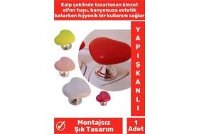 Resim Özel Tasarım Montaj Gerektirmeyen Hijyenik Kalp Tasarımlı Yapışkanlı Klozet Sifon Tuşu 