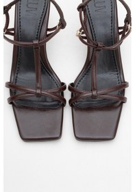 Resim Luvishoes Luvi Shoes Gıbson Bordo Kare Burunlu Kadın Topuklu Sandalet Bordo 