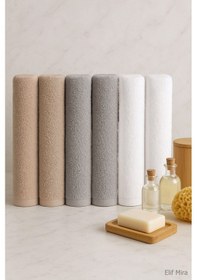 Resim 6 Lı Softtouch El Yüz Banyo Havlusu Seti %100 Pamuklu 50x90 Cm Bej 