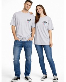Resim Nevermind Anne Baba Kombini Mom Dad Baskılı Çift Tişört Oversize Unisex 2 L Antrasit 