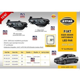 Resim 101135 Zenon Balastlı Far Sol Egea 16-20 Krom Çıtalı - Led Drl+park+motorlu 