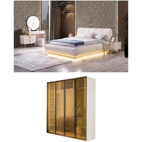 Resim Tress Yatak Odası Takımı 4 Kapaklı Dolap + Şifonyer + Komodin + Karyola 