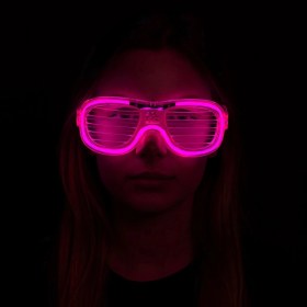 Resim Pembe LED Işıklı Parti Gözlüğü - Neon Glow Şerit Gözlük 3 Modlu - Lisinya 