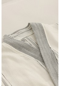 Resim Raw Pamuk Yarasa Kol Natural Çizgili Kimono S-m 1516a Krem 