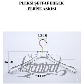 Resim Takım Elbise Askısı 44 Cm Pleksi Şeffaf Gold Kancalı Erkek Ceket Palto Askısı 10 Adet Diğer 