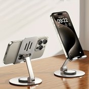Resim Çevrimiçi Yayın için Masaüstü Kullanımına Uygun Katlanabilir ve Ayarlanabilir Metal Telefon Tutucu, Araba Kullanımı İçin Değil - Tamamen Metalden Yapılmış Katlanır Tutucu [Karbon Siyah] 