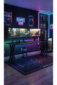 Resim XMAX 160X70 CM NEXAR Oyuncu Masası - Siyah MDF Bilgisayar ve Gaming Masa 