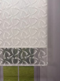 Resim Nova Serisi Üç Yaprak Desenli Çift Mekanizmalı Beyaz Tül Beyaz Stor Perde Beyaz 