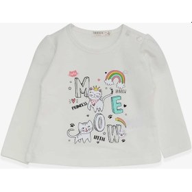 Resim Breeze Kız Bebek Uzun Kollu Tişört Kedicik Baskılı 9 Ay-3 Yaş, Ekru-ekru Ekru 