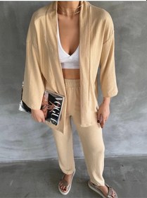 Resim Kazax Bürümcük Kumaş Takım Bej 