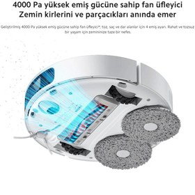 Resim Xiaomi 3D Engellerden Kaçınma Çift Hatlı Lazer ve Lds Lidarlı Tarama 4000PA Çekimli Robot Süpürge + Luciole Lambader 