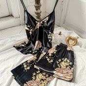 Resim Orta Doğu Tarzı Baskılı Şık Askılı Uzun Pijama Takımı İki Parça 