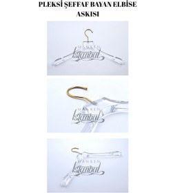 Resim Elbise Askısı 40 Cm Pleksi Şeffaf Gold Kancalı Ceket Palto Askısı Business Class 3 Adet Diğer 