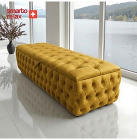 Resim Smarto Relax Puf Saas-fee Sandıklı Ayaksız Kapitoneli Dekoratif 110x45x40 Cm Sarı Sarı 