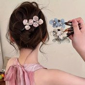 Resim 1 Adet AYLHFO Bohemian Tatlı Çiçekli Akrilik Saç Tokası - Pastel Pembe, Mavi ve Sarı Renklerde Kızlar ve Gençler İçin Hafif Zararsız Saç Tokaları, Günlük Kullanım ve Tatil için 