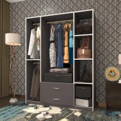 Resim Kenzlife giysi dolabı orhan 175*120*40 gri gardırop 2 çekmeceli 