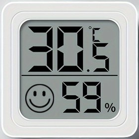Resim Gülümseme İkonlu Kompakt Dijital Higrometre & Termometresi - Kapalı Alan Sıcaklık ve Nem Monitörü, Pille (Şarj Edilemez), Dayanlıklı Çevik Plastiktir Tek Kullanimlik, 1 Ad 