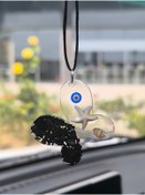 Resim Esey Dizayn Nazar Boncuğu Siyah Taşlı Kelebek Araba Dikiz Ayna Süsü - Epoksi 