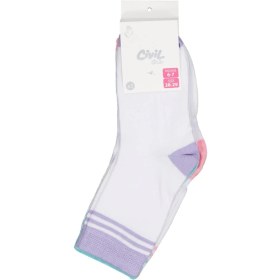 Resim Civil Girls Basic Çift Çizgili 3'lü 2-12 Yaş Kız Soket Çorap - Standart 8-9 Yaş 