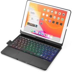 Resim İpad 10.2 (8.nesil) Kılıf Magic Dönen Klavyeli Tablet Kılıf - Siyah 