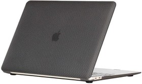 Resim Apple Macbook Air 13.3inç 2020 M1 A2337 A2179 A1932 ile uyumlu Kılıf ile uyumlu Kılıf Karbon Fiber Desenli Kapak Siyah 