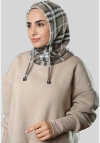 Resim Hürrem Bone Vizon Bağcıklı Balaklava Boyunluklu Bere Jakar Ekoseli 2323 10 Vizon 