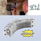 Resim 50 adet Ağır Hizmet Tipi 201 Paslanmaz Çelik L Şekilli Sağ Açılı Braketler Vidalarla - Mobilya & Raf Desteği için 90° Destek, DIY Projeleri için Dayanıklı Metal Bağlantı Braketleri, Metal için Vidalar 