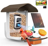 Resim BirdSnap PAV Akıllı Güneş Enerjili Kameralı Kuş Yemliği 2K HD Koyu Kahverengi 