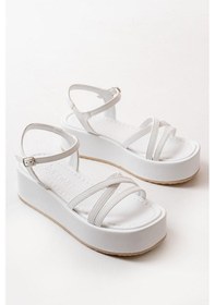 Resim 861-1016 Beyaz Dolgu Kadın Sandalet Beyaz 