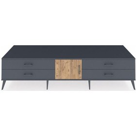 Resim Kronos Tv Ünitesi Tek Raflı 4 Çekmeceli Tek Kapaklı 220x59x51 Antrasit-çam/antrasit Atlas Çam/antrasıt - Antrasıt 