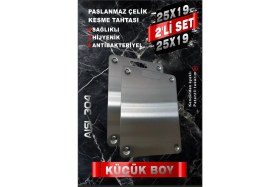 Resim Feyza Design Paslanmaz Çelik Kesme Tahtası Çift Seti Gömme Ayaklı, Antibakteriyel 