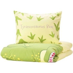 Resim Tek Kişilik Çocuk Nevresim Takımı Sarı-Yeşil-150x200/Dinazor-Çarşafsız 