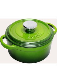 Resim Sürel Döküm 28 Cm Derin Yuvarlak Tencere Koyu Yeşil Yeşil 