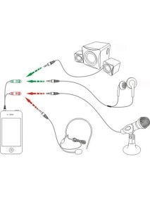 Resim Microcase 4 pin 3.5mm Stereo Erkek - 2 x 3.5mm Stereo Dişi Girişli Kablo 