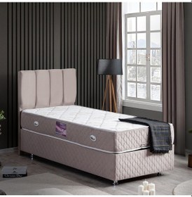 Resim Setaymobilya Baza, Tetra Gri Tek Kişilik Baza + Başlık + Deluxe Yatak 