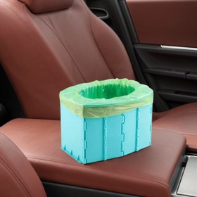 Resim Taşınabilir Katlanabilir Tuvalet - Seyahat, Piknikler, Karavanlar ve Açık Hava Aktiviteleri için 5 Çöp Torbası & Saklama Çantasıyla Kompakt Acil Kamp Tuvaleti, Dayanıklı PP Malzeme 