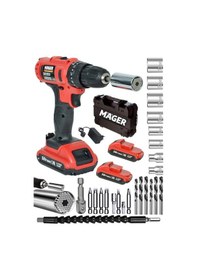 Resim Mager MGR-1058 Darbeli Akülü Vidalama Bakır Sargı Şarjlı Matkap + 27 Parça Set 