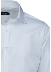 Resim Beyaz Klasik Fit Slim Yaka 100% Pamuk Uzun Kollu Saten Gömlek 2977594 Beyaz 