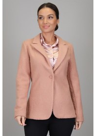 Resim Sweetness Kadın Pudra Buklet Kumaş Astarsız Tek Düğmeli Ceket Pudra 