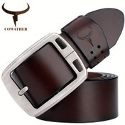 Resim COWATHER Erkek Vintage Gerçek Deri Kemer - İki Katmanlı İnek Derisi ile Altın Tonlu Toka, Kahverengi Rahat Stil, Dayanıklı ve Şık, Günlük Kıyafetler için, Her Gün Kemer | Vintage Stil Kemer | Dayanıklı Deri Kemer 