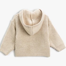 Resim Erkek Bebek Basic Triko Hırka Kapüşonlu Lastik Örgü 