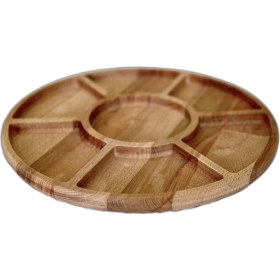 Resim Decorium Wood Decorium Ahşap 7 Bölmeli Çerezlik Kahvaltılık Sunum Tabağı 
