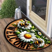 Resim 1 Bahar ve Yaz Hoşgeldiniz Matı - Papatya ve Arı Tasarımı ile Dekoratif Kapı Matı, Makinede Yıkanabilir Polyester, Giriş, Yatak Odası, Mutfak, Banyo için İdeal - Çok Yönlü Ev Dekoru, Banyo Matı 