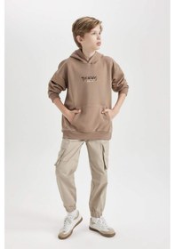 Resim DeFacto Erkek Çocuk Oversize Geniş Kalıp Sırt Baskılı Kapüşonlu Sweatshirt D5681A824WNBN554 