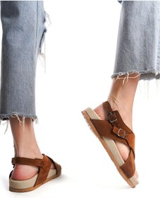 Resim Zeyn 7541c Kadın Hakiki Deri Düz Sandalet Taba-taba Taba 