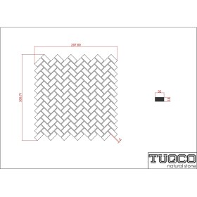 Resim Tuqco Herringbone Gümüş Honlu Mermer Mozaik 
