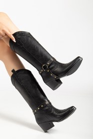 Resim MS SUGAR SHOES Kadın Trok detaylı Nakışlı Western Cowgirl Kovboy Çizme 